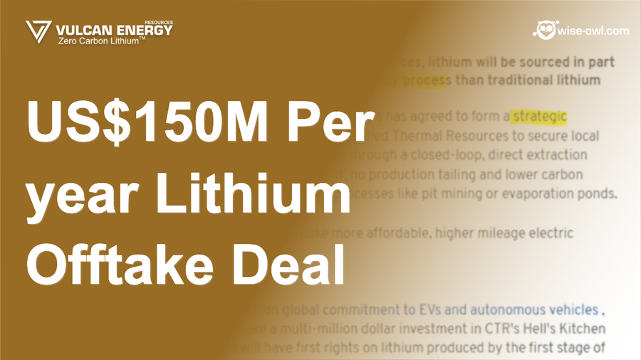 VULs US 150M Per Year Lithium Offtake Deal