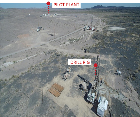 Fort Cady site with drill rigs and pilot plant in October 2017