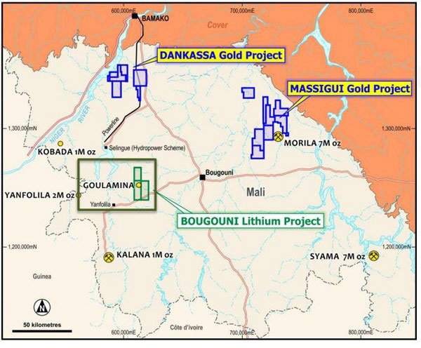 Location of Birimian Gold's projects in Mali