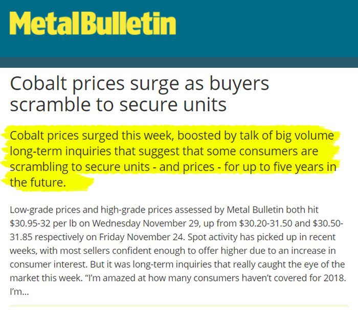 Metal Bulletin cobalt price