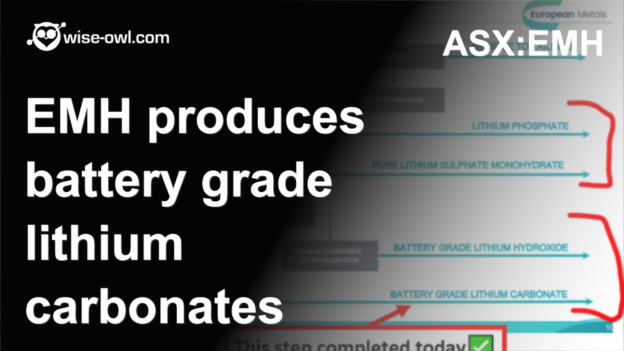 EMH produces battery grade lithium carbonates DFS due Q42023