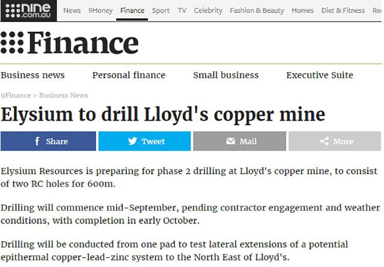 Drilling program lloyds copper mine