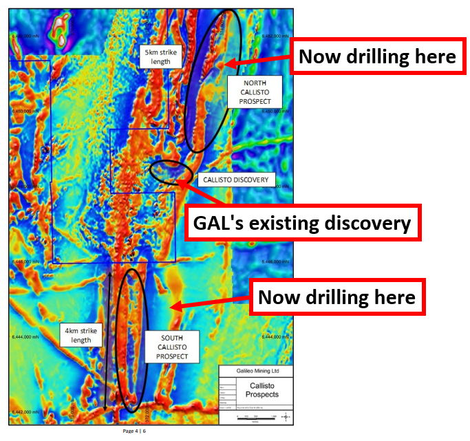 GAL drilling to the north & south of its Callisto discovery.