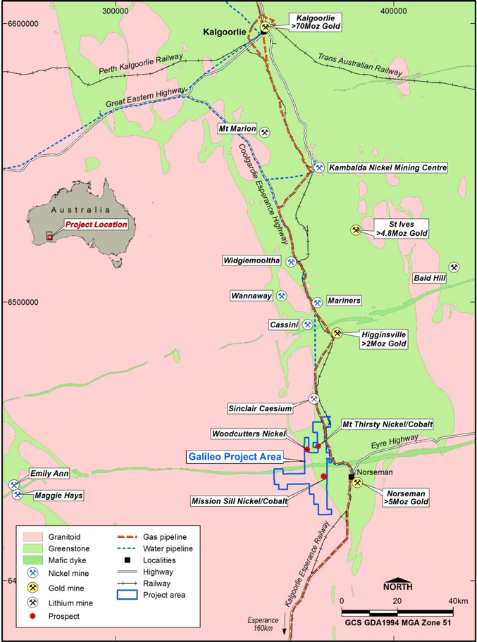 Norseman Project Location Map with Selection of Regional Mines and Infrastructure.