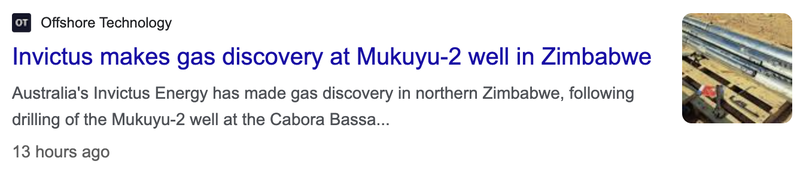 IVZ makes gas discovery Mukuyu