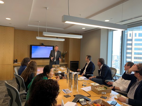 Mike Harsh presenting at an investor lunch in Sydney.