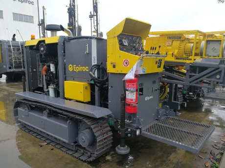 The company’s Atlas Copco (Epiroc) drill rig is ready for shipping