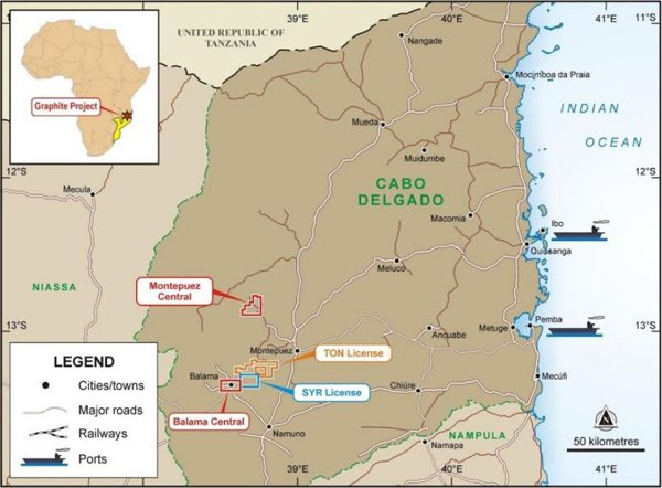 The location of MTA's projects in Mozambique