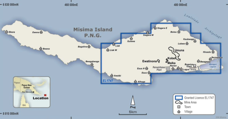 Misima Island showing Exploration Licence.