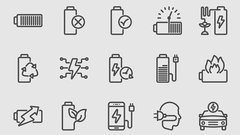 Battery power and Energy line icon