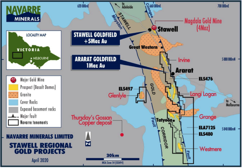 Narvarre Minerals Stawell Regional Gold Projects Map