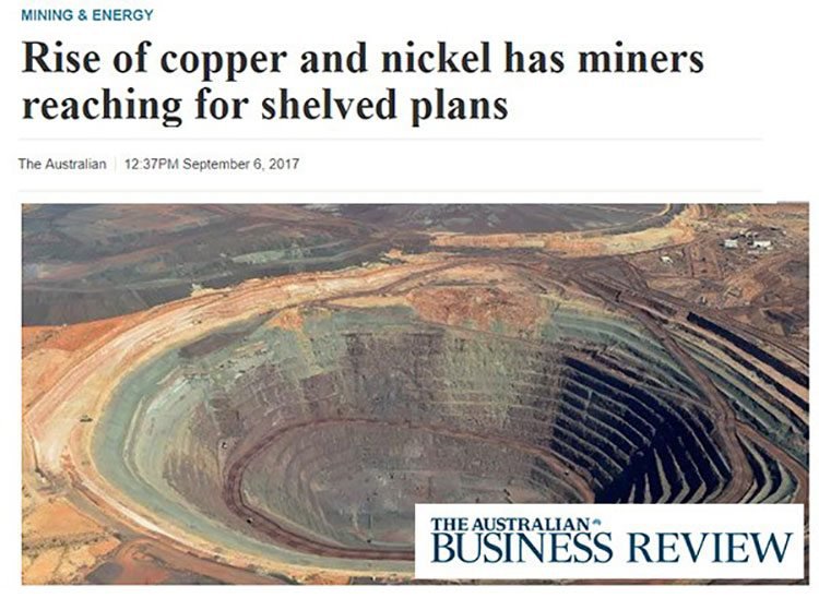 Copper and nickel prices
