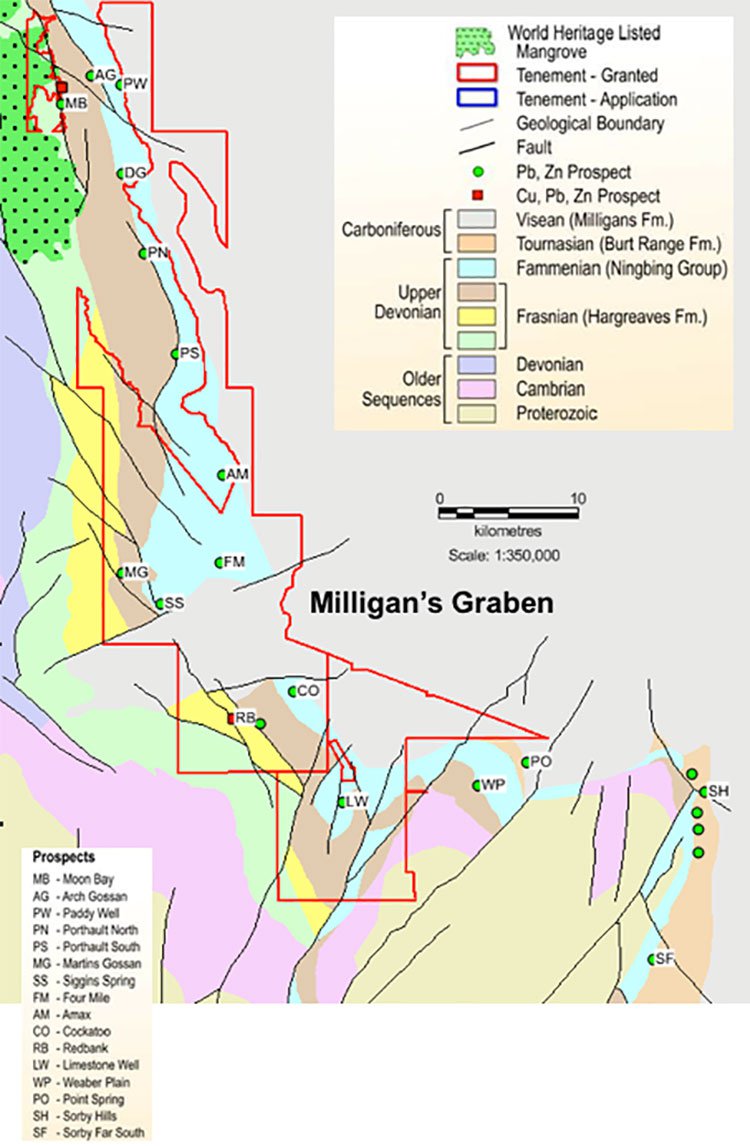Milligan's Graben area map