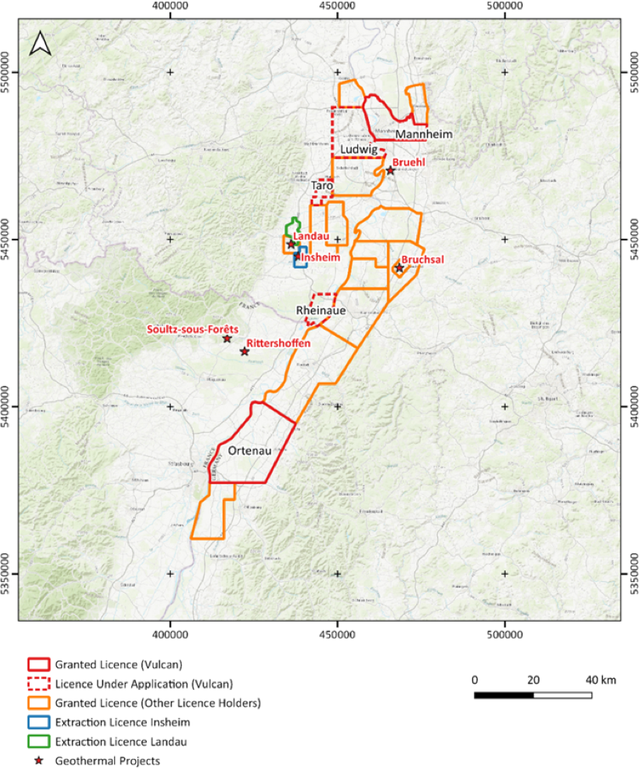 Vulcan Zero Carbon LithiumTM Project Location including the newly added Insheim extraction licence