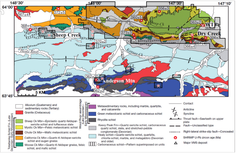 New expanded tenement outline for the Red Mountain Project on the geological map of the Bonnifield District