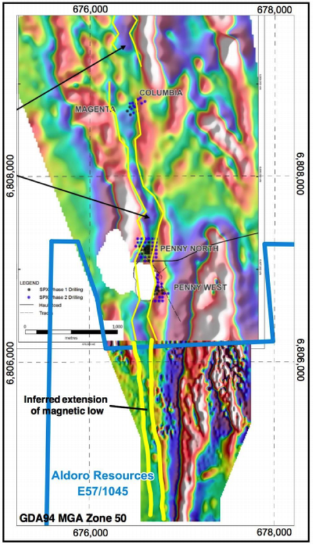 The Penny South Gold Project lies directly to the south of the Penny West Gold Project owned by Spectrum Metals (ASX:SPX).