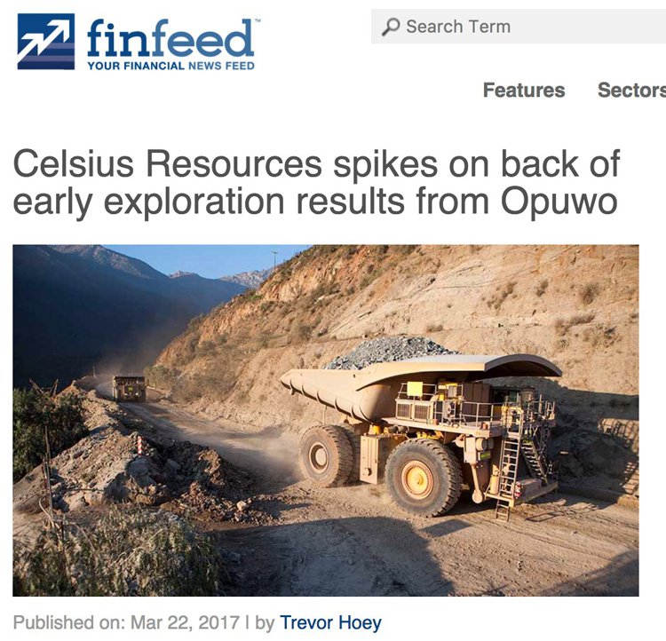 Celsius Resources spikes on back of early exploration results from Opuwo
