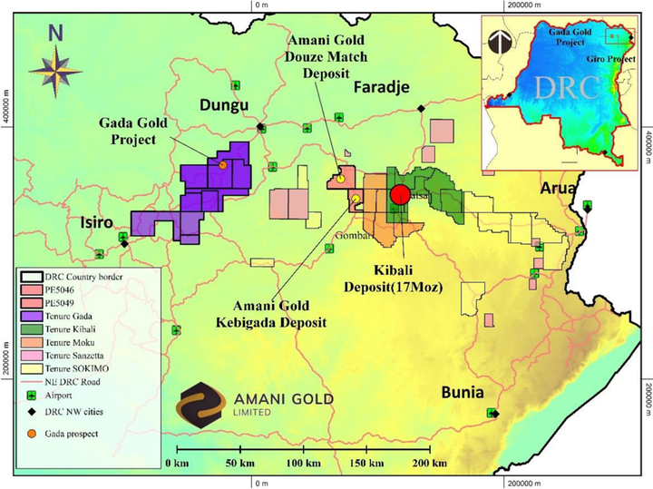 Haute Uele Province of the DRC showing the location of the Giro & Gada Projects