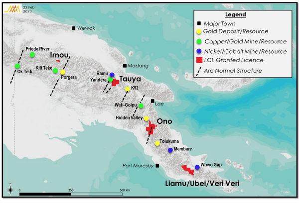LCL’s PNG Project areas (in red)— Ono, Imoum Liamu, Ubei, Veri Veri, & Tauya