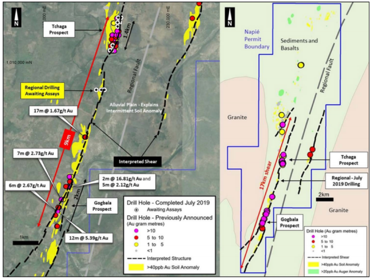 Figure1. Hole locations from the drilling program.