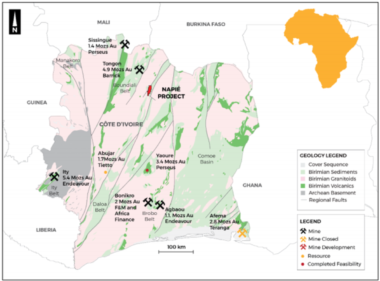 Mako is located in close proximity to Barrick Gold's 4.9 million ounce Tongon mine processing plant.