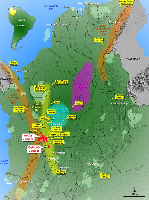 Northern Colombia: Mineral Endowment & MNC’s Andes and Quinchia Projects