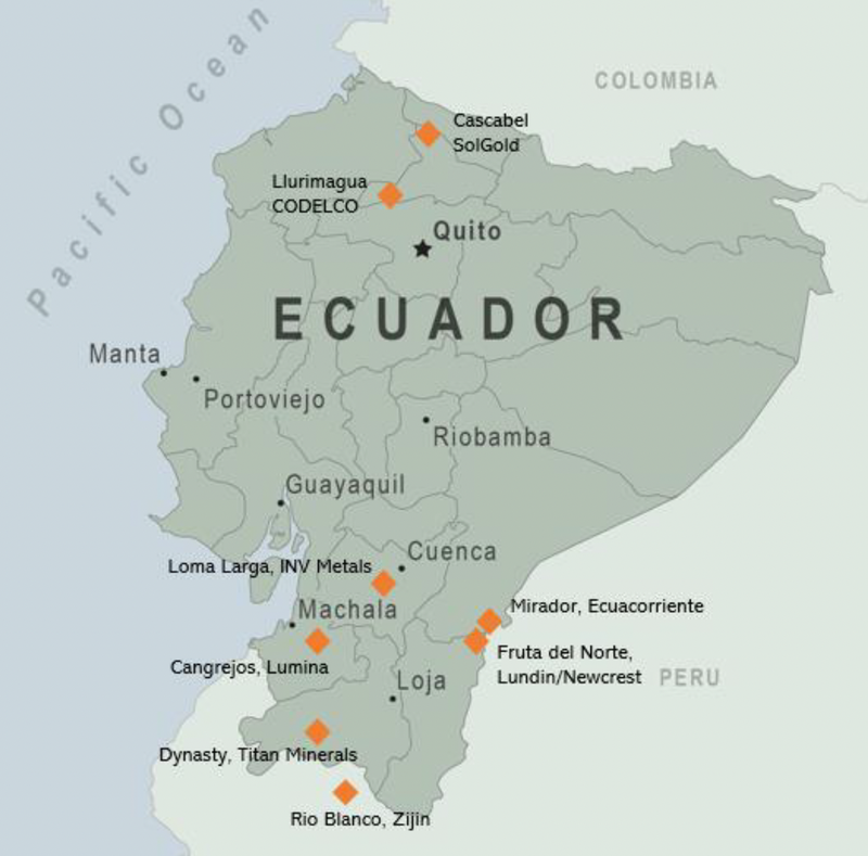 Figure 1: Major mines and projects in Ecuador - (source: Canaccord research report, 15 September 2020)