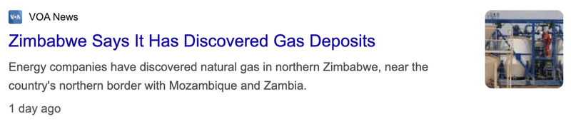 Zimbabwe says discovered gas deposits