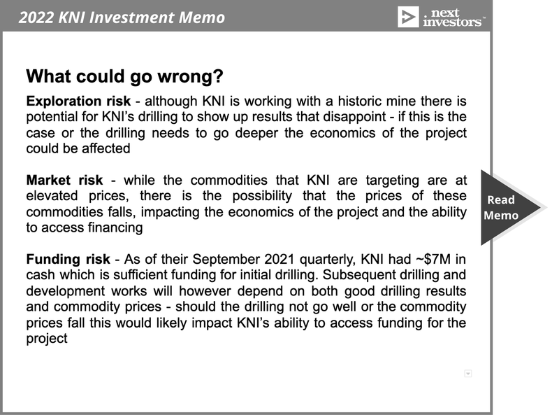 ASX:KNI Investment Risks