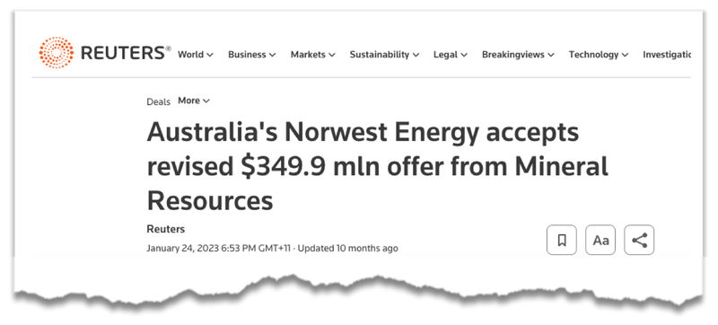 Reuters Australia's norwest energy Mineral Resources