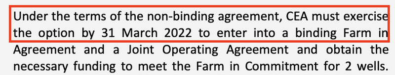 non binding agreement with Cluff Energy Africa,