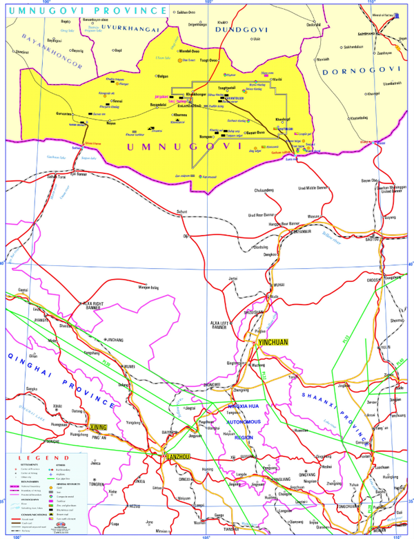 South Gobi with gas lines in China